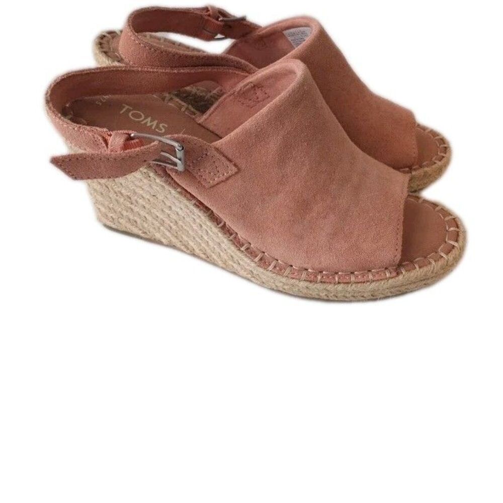 TOMS Women’s Monica Blush Pink Suede Espadrille Wedge Sandals Size 7.5 - Picture 13 of 16
